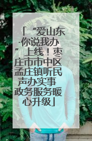 “爱山东·你说我办”上线！枣庄市市中区孟庄镇听民声办实事 政务服务暖心升级
