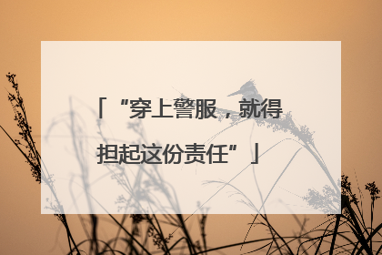 “穿上警服，就得担起这份责任”
