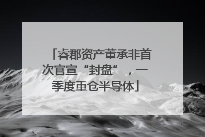 睿郡资产董承非首次官宣“封盘”，一季度重仓半导体