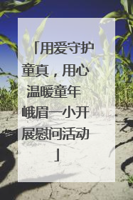 用爱守护童真，用心温暖童年 峨眉一小开展慰问活动