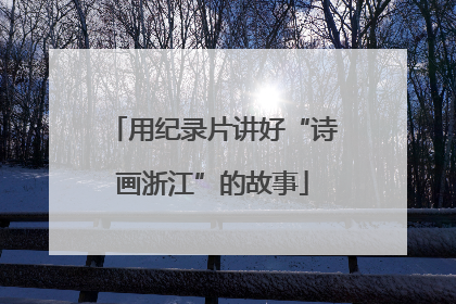 用纪录片讲好“诗画浙江”的故事