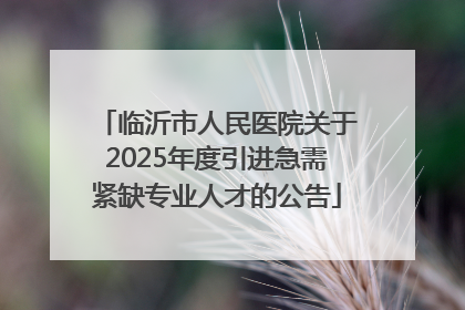 临沂市人民医院关于2025年度引进急需紧缺专业人才的公告