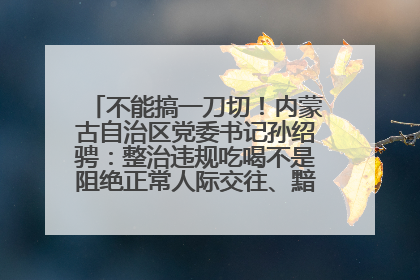 不能搞一刀切！内蒙古自治区党委书记孙绍骋：整治违规吃喝不是阻绝正常人际交往、黯淡人间烟火