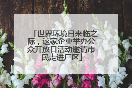 世界环境日来临之际，这家企业举办公众开放日活动邀请市民走进厂区