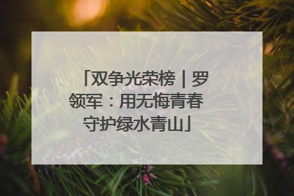 双争光荣榜｜罗领军：用无悔青春守护绿水青山