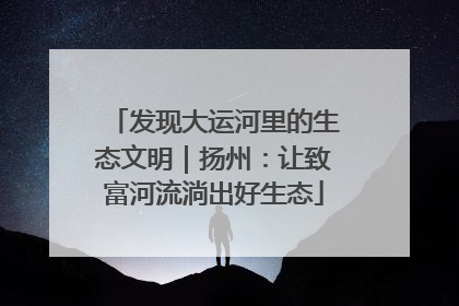 发现大运河里的生态文明｜扬州：让致富河流淌出好生态