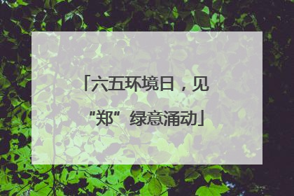 六五环境日，见“郑”绿意涌动