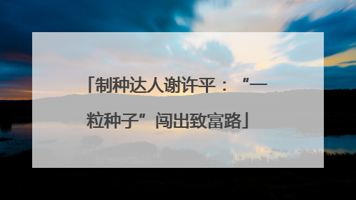 制种达人谢许平：“一粒种子”闯出致富路