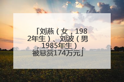 刘燕（女，1982年生）、刘波（男，1985年生），被悬赏174万元