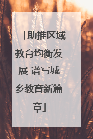 助推区域教育均衡发展 谱写城乡教育新篇章