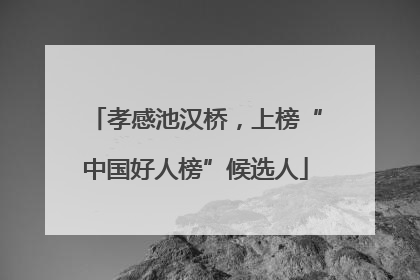孝感池汉桥，上榜“中国好人榜”候选人