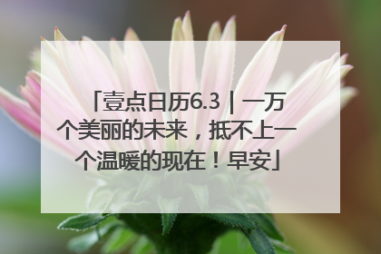 壹点日历6.3｜一万个美丽的未来，抵不上一个温暖的现在！早安