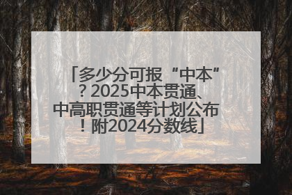 多少分可报“中本”？2025中本贯通、中高职贯通等计划公布！附2024分数线