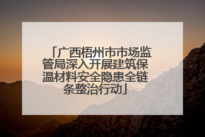 广西梧州市市场监管局深入开展建筑保温材料安全隐患全链条整治行动