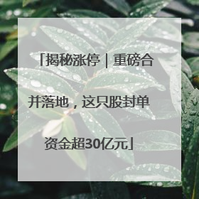 揭秘涨停｜重磅合并落地，这只股封单资金超30亿元