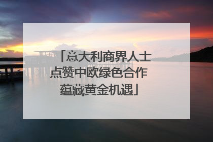 意大利商界人士点赞中欧绿色合作蕴藏黄金机遇