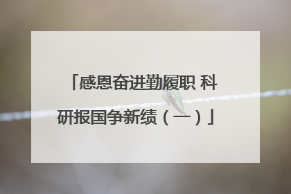 感恩奋进勤履职 科研报国争新绩（一）