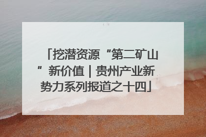 挖潜资源“第二矿山”新价值｜贵州产业新势力系列报道之十四