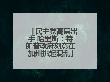 民主党高层出手 哈里斯：特朗普政府刻意在加州挑起混乱
