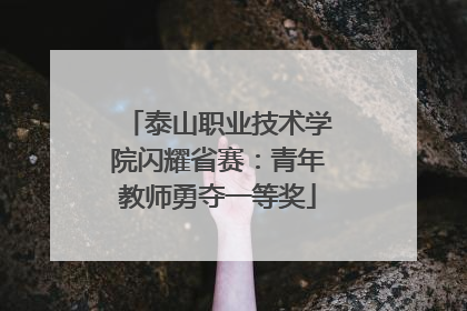泰山职业技术学院闪耀省赛：青年教师勇夺一等奖