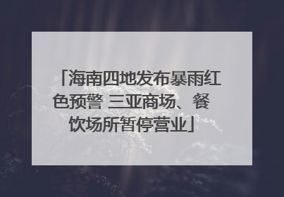 海南四地发布暴雨红色预警 三亚商场、餐饮场所暂停营业