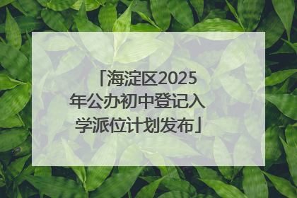 海淀区2025年公办初中登记入学派位计划发布