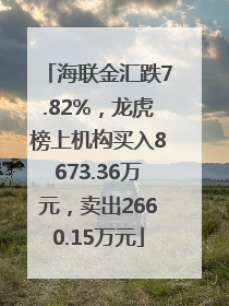 海联金汇跌7.82%，龙虎榜上机构买入8673.36万元，卖出2660.15万元