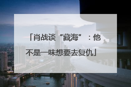 肖战谈“藏海”：他不是一味想要去复仇