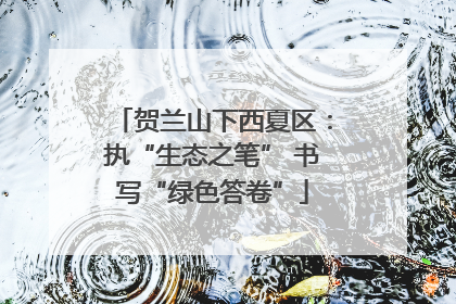 贺兰山下西夏区：执“生态之笔” 书写“绿色答卷”