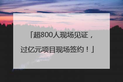 超800人现场见证，过亿元项目现场签约！
