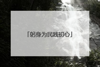 躬身为民践初心