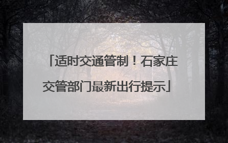 适时交通管制！石家庄交管部门最新出行提示