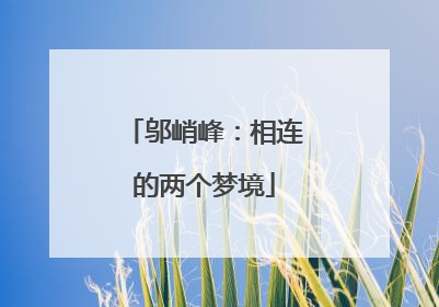 邬峭峰：相连的两个梦境