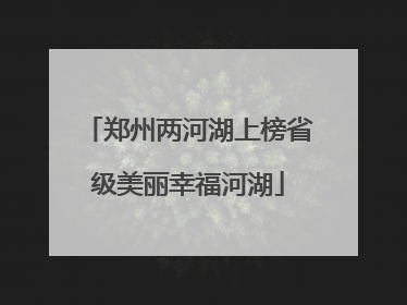 郑州两河湖上榜省级美丽幸福河湖