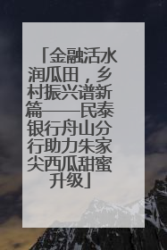 金融活水润瓜田，乡村振兴谱新篇——民泰银行舟山分行助力朱家尖西瓜甜蜜升级