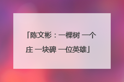 陈文彬：一棵树 一个庄 一块碑 一位英雄