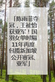 陈雨菲夺冠，王祉怡获亚军！国羽女单时隔11年再度包揽新加坡公开赛冠、亚军