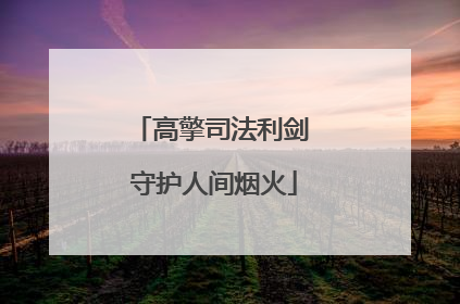 高擎司法利剑 守护人间烟火