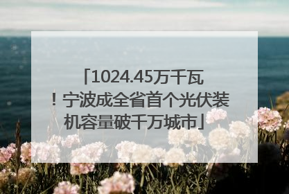 1024.45万千瓦！宁波成全省首个光伏装机容量破千万城市